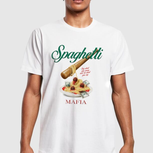 Mister Tee Tricou 'Spaghetti Mafia'  ombră / galben / roșu / alb preţ