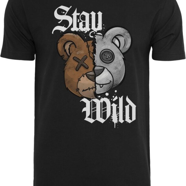 Mister Tee Tricou 'Stay Wild'  maro / gri / negru / alb