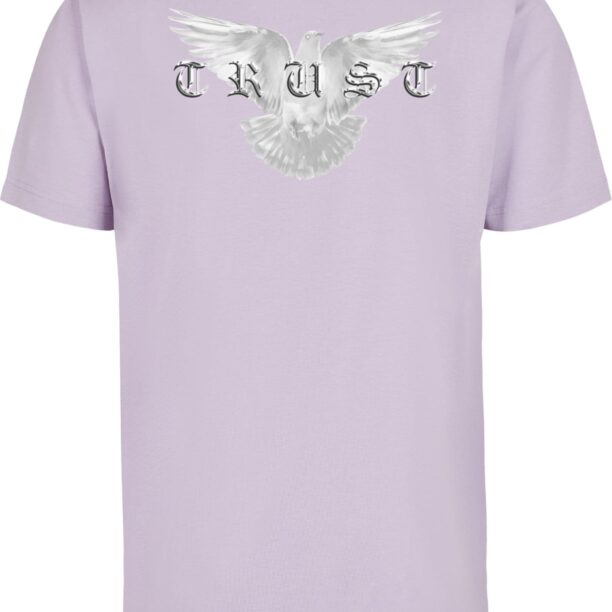 Mister Tee Tricou 'Trust Dove'  gri / mov liliachiu / negru / alb