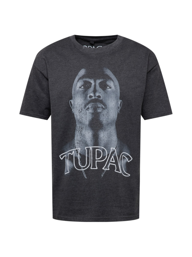 Mister Tee Tricou 'Tupac Up'  gri / gri închis / alb