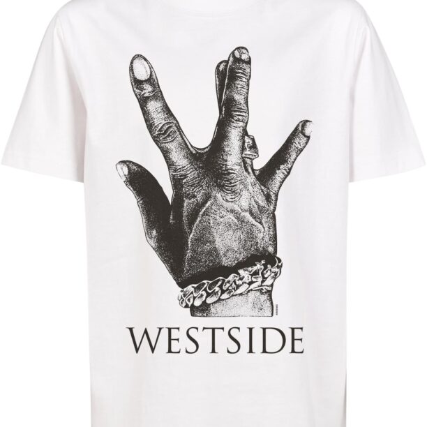 Mister Tee Tricou 'Westside Connection 2.0'  gri închis / negru / alb murdar