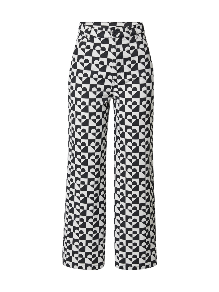 Monki Pantaloni  negru / alb