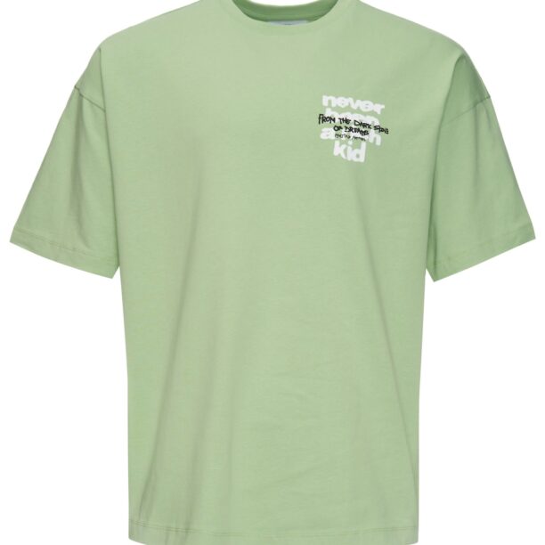 Multiply Apparel Tricou  verde pastel / negru / alb