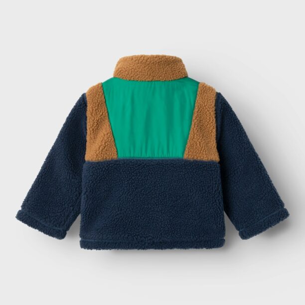 NAME IT Jachetă  fleece 'MILANO'  nisipiu / albastru marin / verde limetă