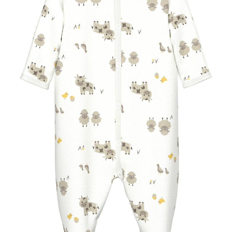 NAME IT Pijamale 'Farm Animals'  maro închis / galben / gri fumuriu / alb