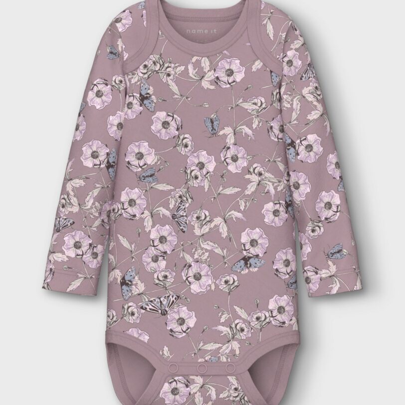 NAME IT Salopetă/Body  mauve / mov închis / roz / alb