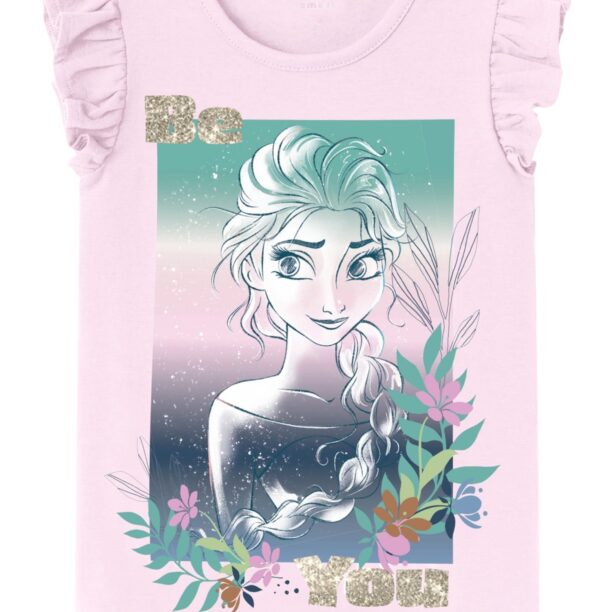 NAME IT Tricou 'JENNY FROZEN'  verde / roz / negru