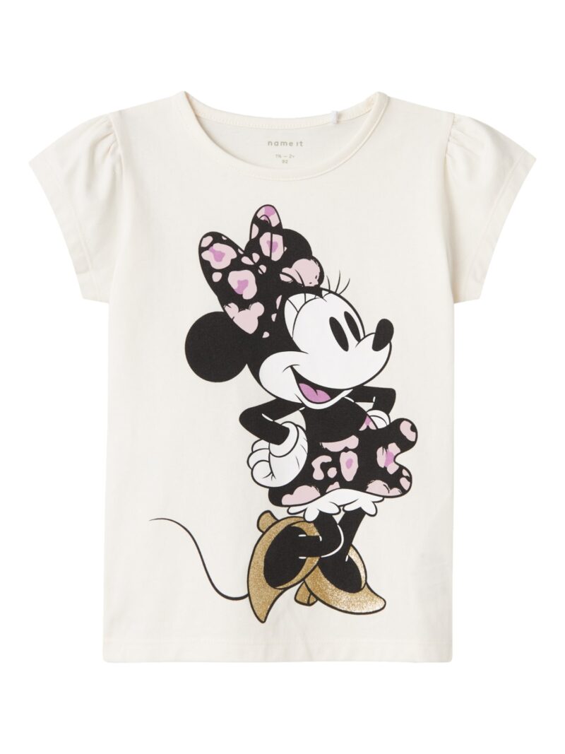 NAME IT Tricou 'JIBI MINNIE'  auriu / mov liliachiu / negru / alb murdar