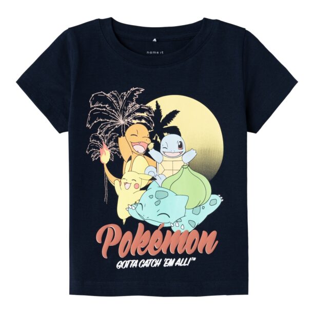 NAME IT Tricou 'MATINIS POKEMON'  safir / galben pastel / verde deschis / portocaliu homar