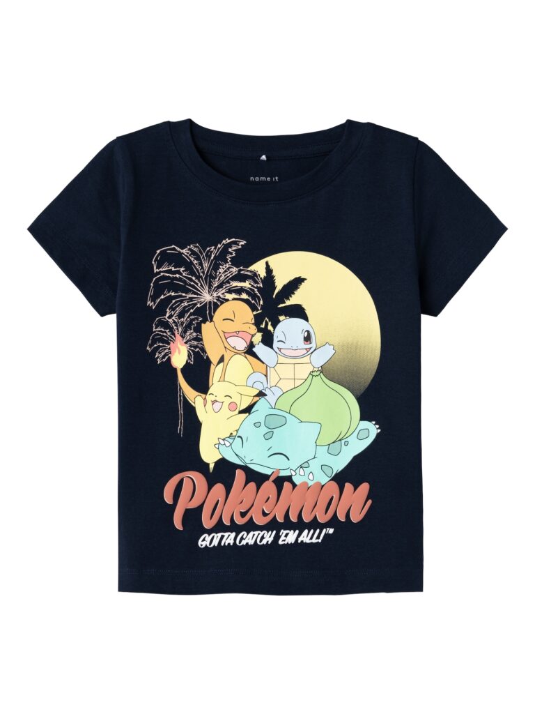 NAME IT Tricou 'MATINIS POKEMON'  safir / galben pastel / verde deschis / portocaliu homar