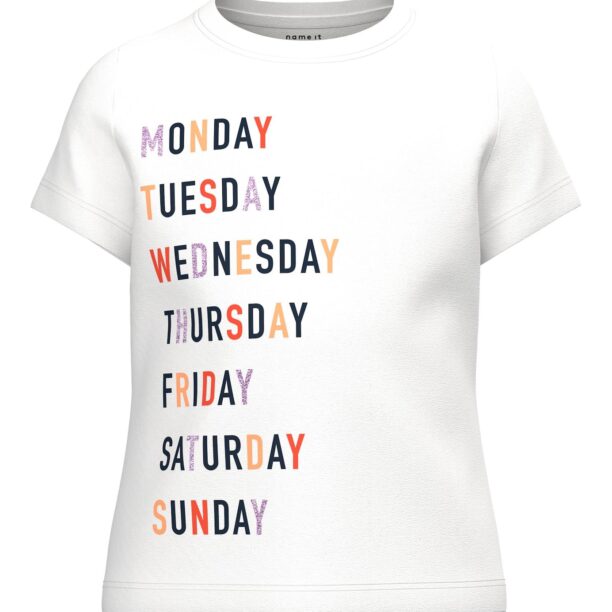 NAME IT Tricou 'VEEKDAY'  albastru noapte / portocaliu deschis / roși aprins / alb