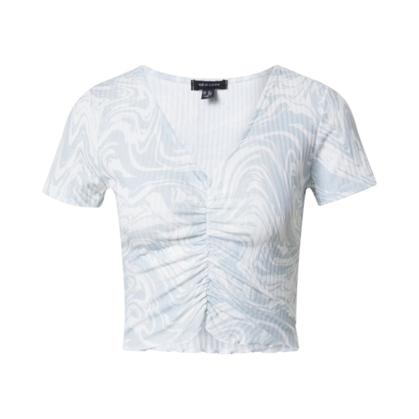 NEW LOOK Tricou 'MARBLE'  albastru deschis / alb