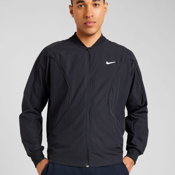 NIKE Bluză cu fermoar sport  negru / alb