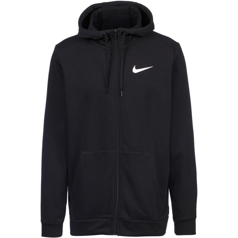 NIKE Bluză cu fermoar sport  negru / alb