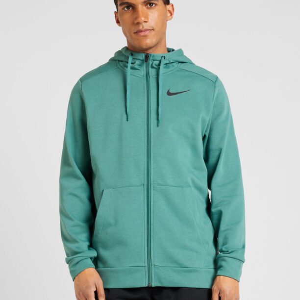 NIKE Bluză cu fermoar sport  verde smarald / negru