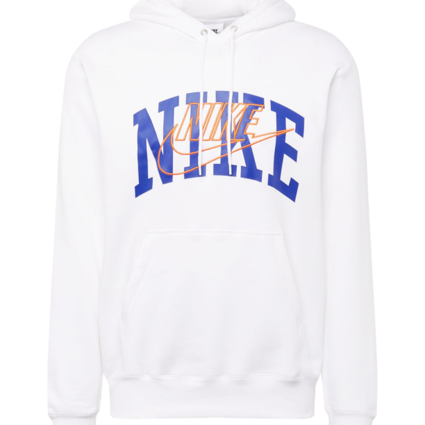 Nike Sportswear Bluză de molton 'CLUB'  albastru / portocaliu / alb