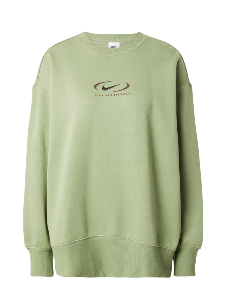 Nike Sportswear Bluză de molton 'Swoosh'  verde / negru