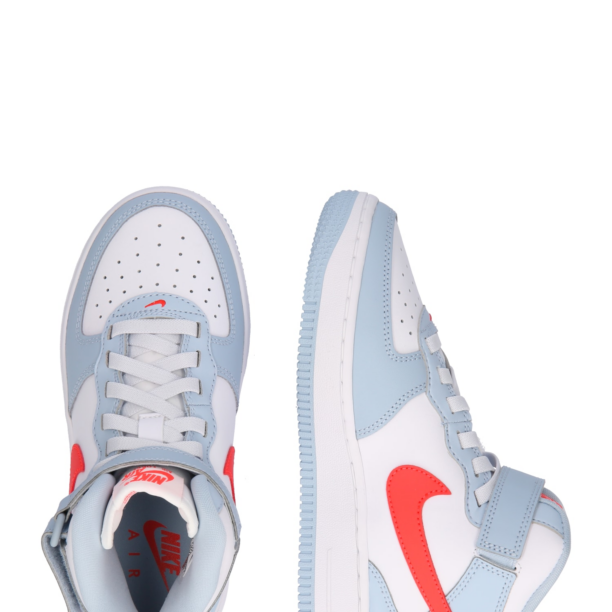 Nike Sportswear Sneaker 'Air Force 1 Mid EasyOn'  albastru pastel / roși aprins / alb