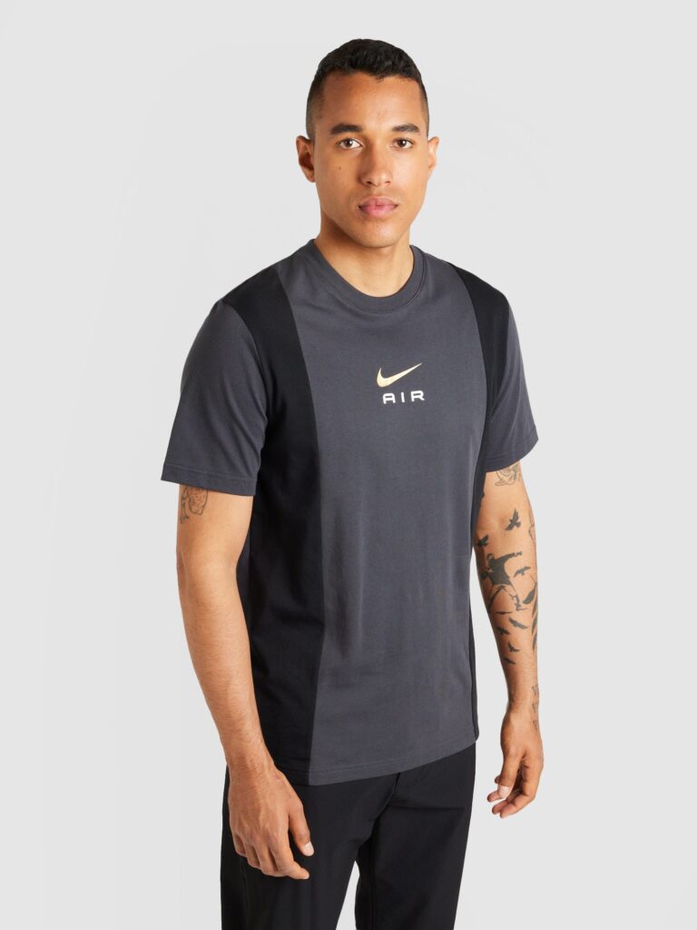 Nike Sportswear Tricou 'AIR'  galben muștar / gri închis / negru / alb