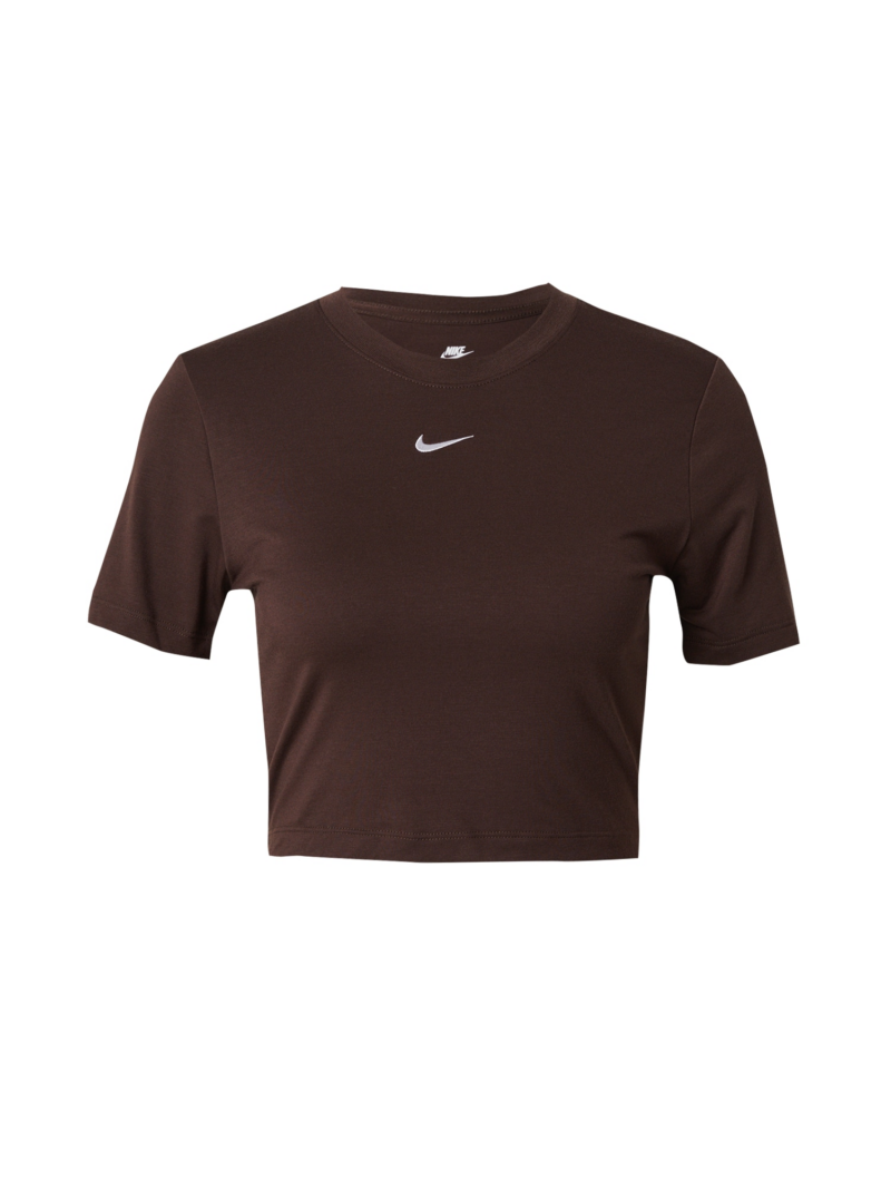 Nike Sportswear Tricou 'Essential'  maro închis / alb