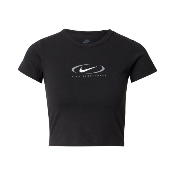 Nike Sportswear Tricou 'Swoosh'  gri / negru / alb