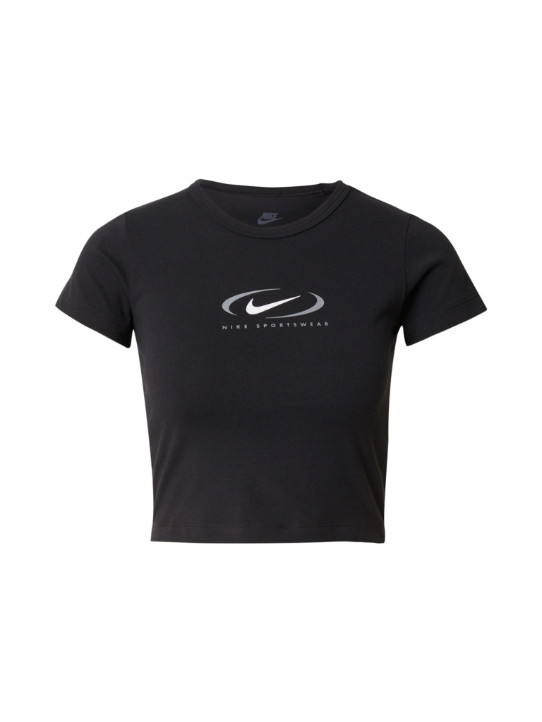 Nike Sportswear Tricou 'Swoosh'  gri / negru / alb