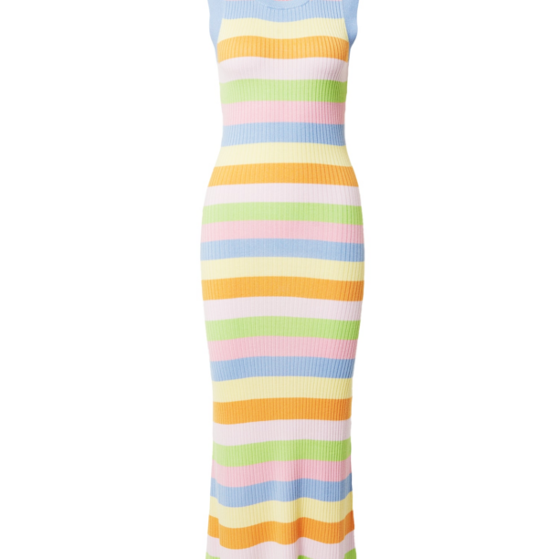 Olivia Rubin Rochie tricotat 'NELLY'  albastru deschis / galben pastel / verde deschis / portocaliu