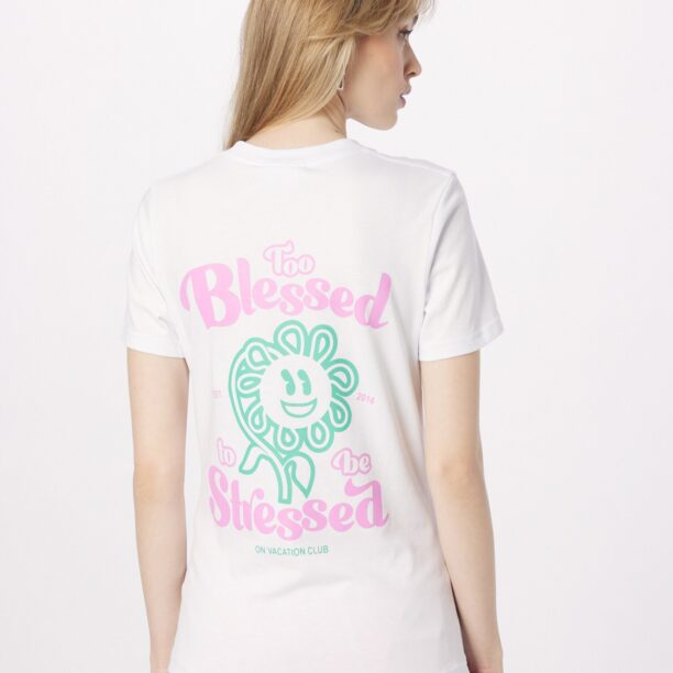 On Vacation Club Tricou 'Too Blessed To Be Stressed'  verde / roz deschis / alb preţ