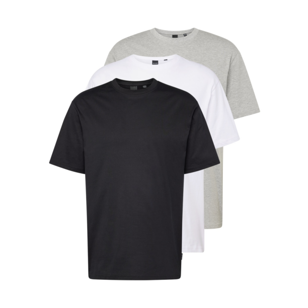 Only & Sons Tricou 'FRED'  gri amestecat / negru / alb