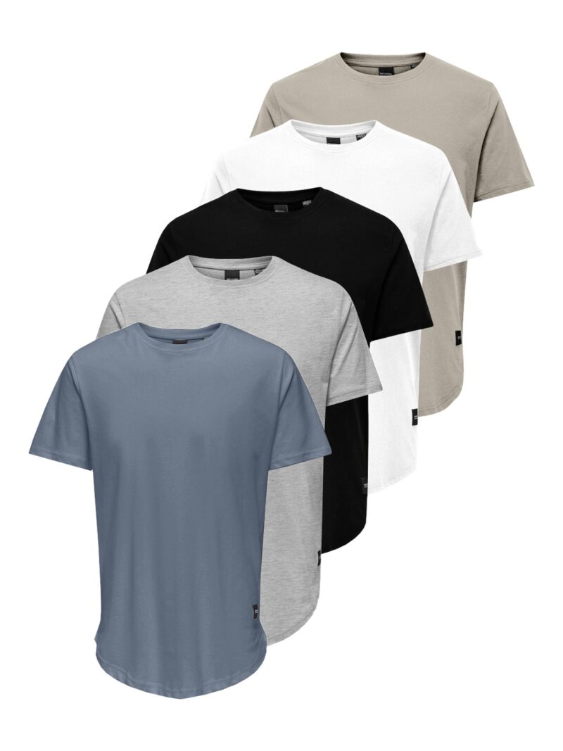 Only & Sons Tricou 'MATT LONGY'  albastru / gri / gri amestecat / negru / alb