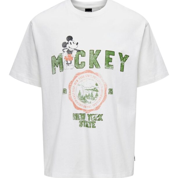 Only & Sons Tricou 'MICKEY'  verde / portocaliu / negru / alb