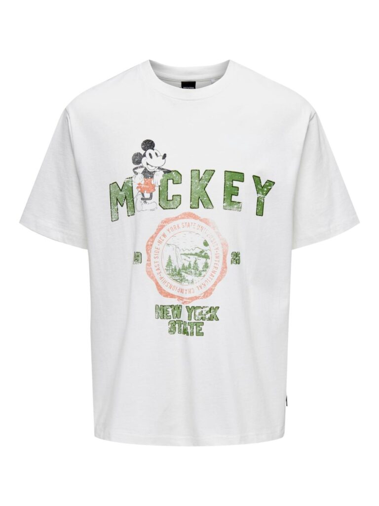 Only & Sons Tricou 'MICKEY'  verde / portocaliu / negru / alb