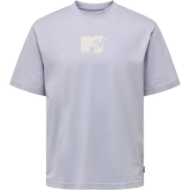 Only & Sons Tricou 'MTV'  ecru / albastru fumuriu