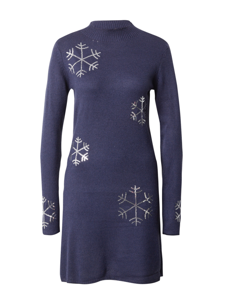 PIECES Rochie tricotat 'FORA CHRISTMAS'  bleumarin / argintiu