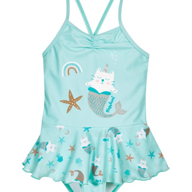 PLAYSHOES Costum de baie întreg 'Einhornmeerkatze'  albastru aqua / alb