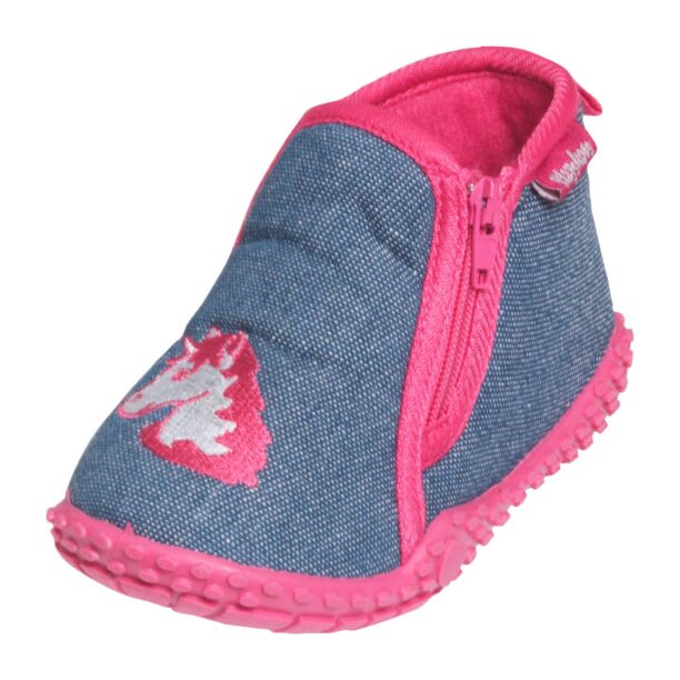 PLAYSHOES Papuci de casă 'Einhorn'  albastru denim / roz închis