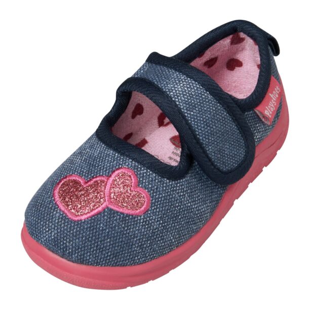 PLAYSHOES Papuci de casă 'Herz'  albastru denim / roz