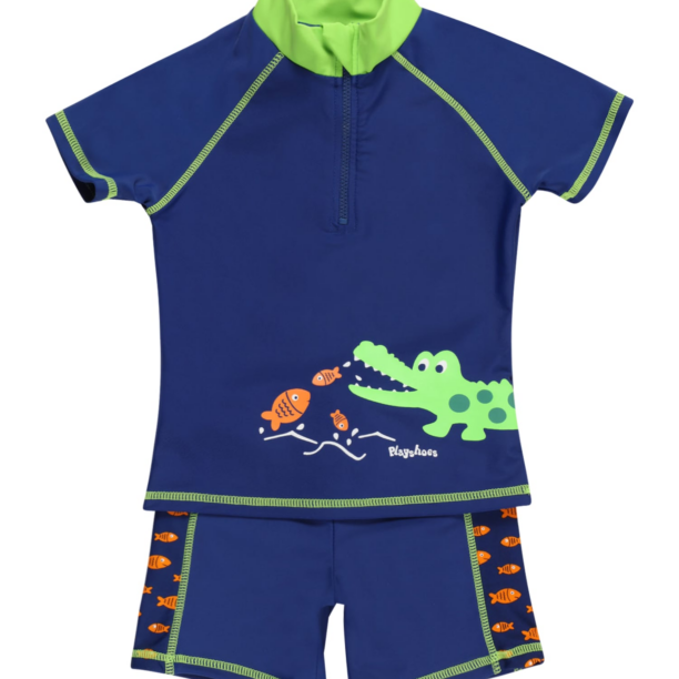 PLAYSHOES Protecție UV 'Krokodil'  albastru / verde neon / portocaliu / alb