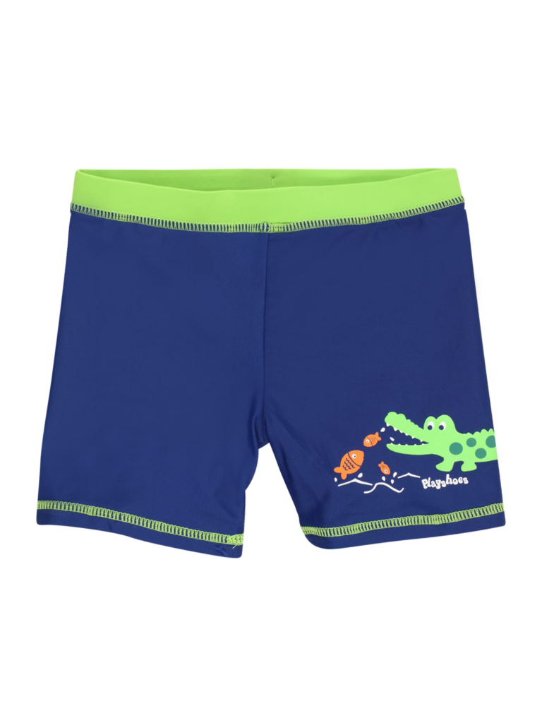 PLAYSHOES Șorturi de baie 'Krokodil'  albastru regal / verde neon / portocaliu pastel