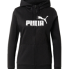 PUMA Bluză cu fermoar sport 'Ess'  negru / alb