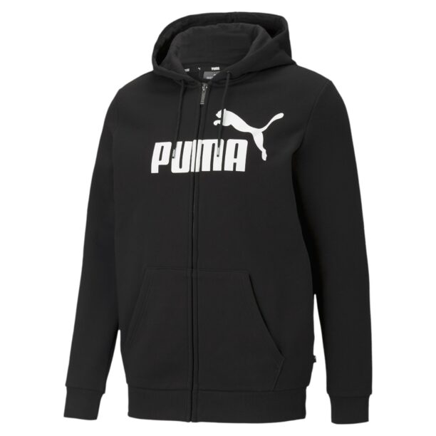 PUMA Bluză cu fermoar sport 'Essentials'  negru / alb