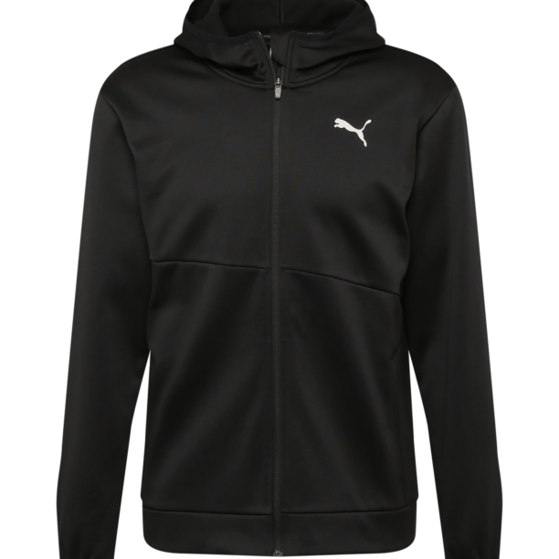 PUMA Bluză cu fermoar sport 'TRAIN ALL DAY'  negru / alb