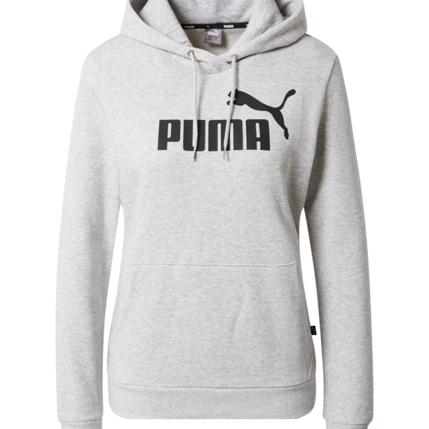 PUMA Hanorac sport 'ESSENTIAL Logo Hoodie'  gri amestecat / negru