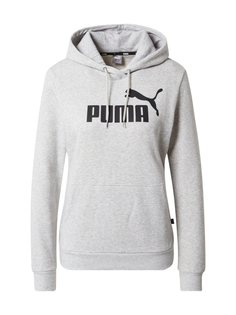 PUMA Hanorac sport 'ESSENTIAL Logo Hoodie'  gri amestecat / negru