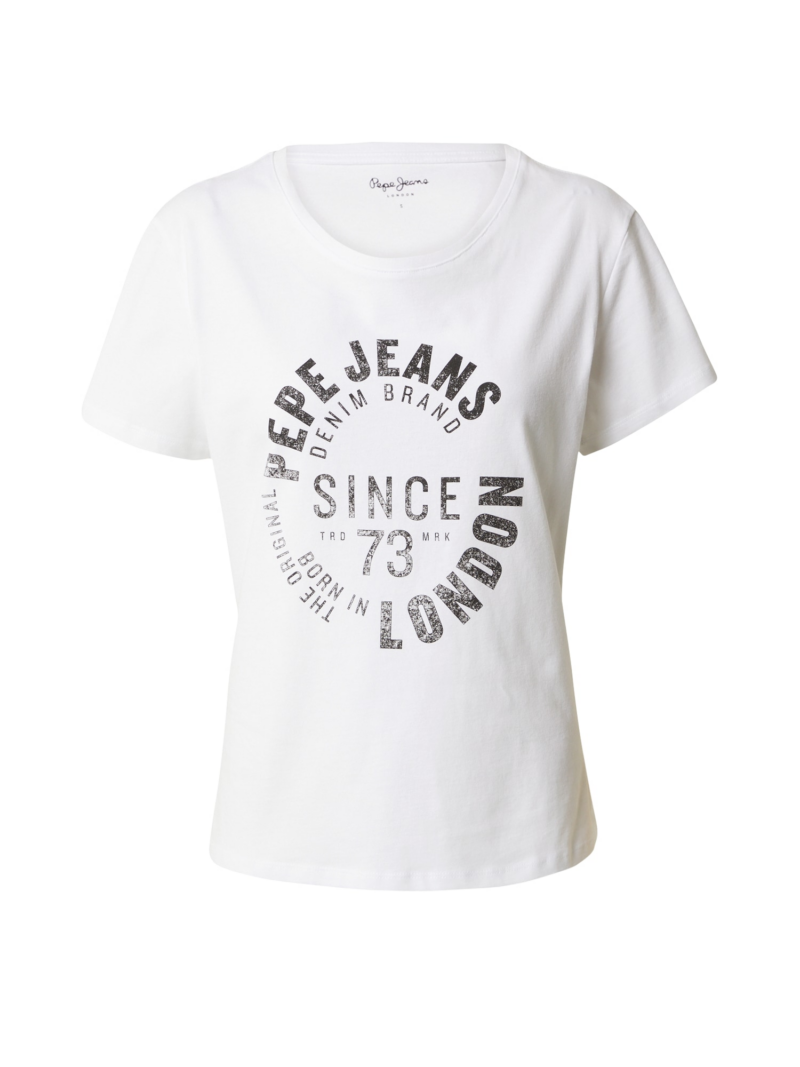 Pepe Jeans Tricou  negru / alb