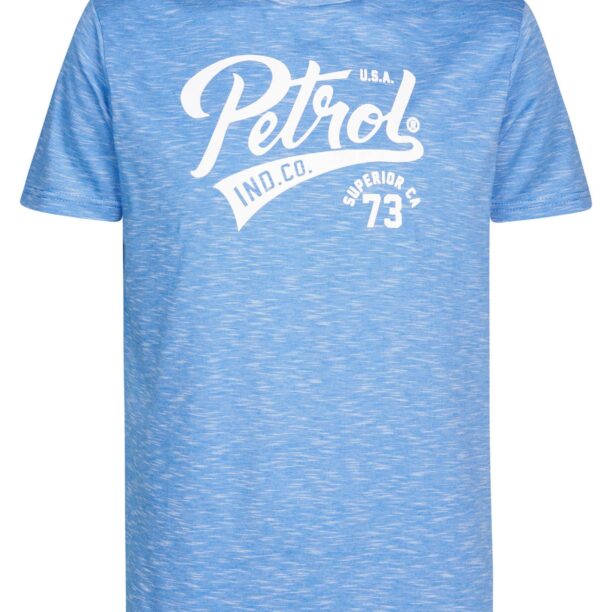 Petrol Industries Tricou  albastru deschis / alb