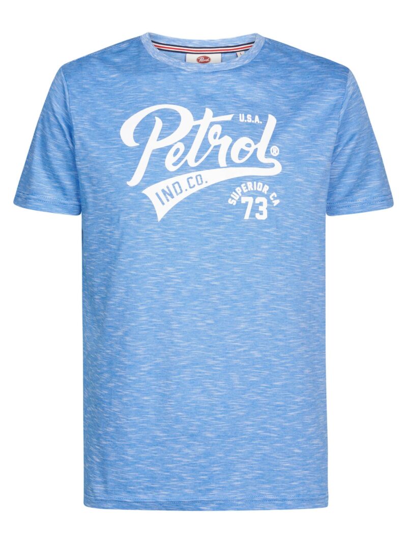 Petrol Industries Tricou  albastru deschis / alb