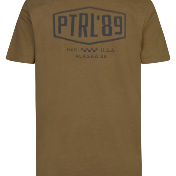 Petrol Industries Tricou  kaki / negru