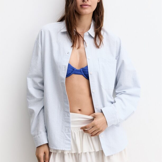 Pull&Bear Bluză  albastru deschis / alb