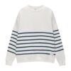 Pull&Bear Bluză de molton  bleumarin / alb